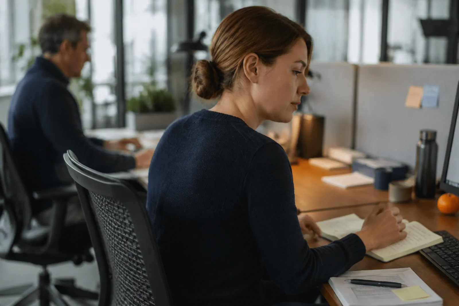 A customer service adviser beginning a conversation with relevant context in view.